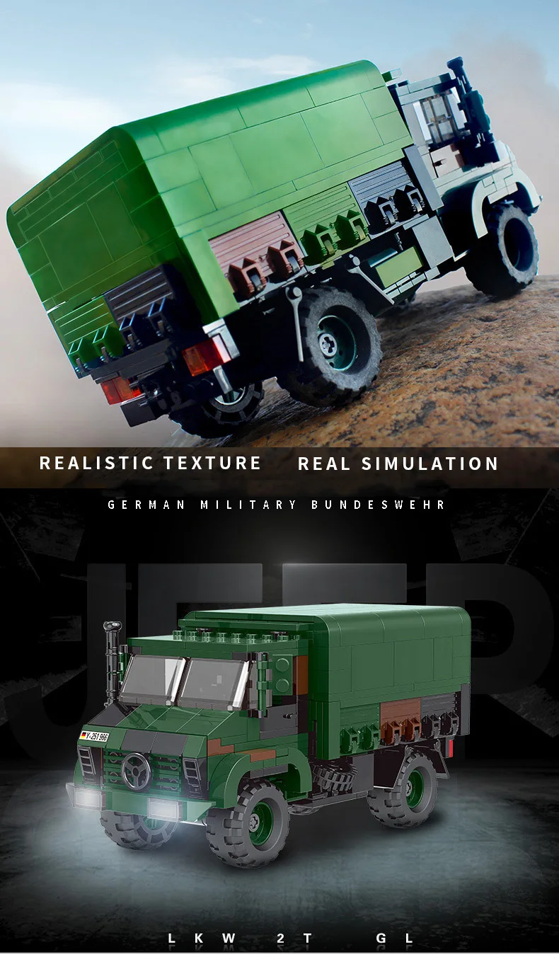 Deutschland Moderner Militär-Benz Unimog LKW ORV Batisbricks Baustein-Set LKW 2t GL Fahrzeug Modellbausatz Spielzeug für Geschenke – Detail 8