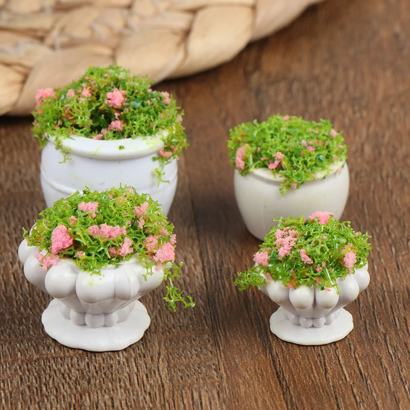 2pcs Dollhouse Furniture 1:12 Accessories Mini Green Plant Bonsai Flower Pots Furniture Toys for Baby Kids