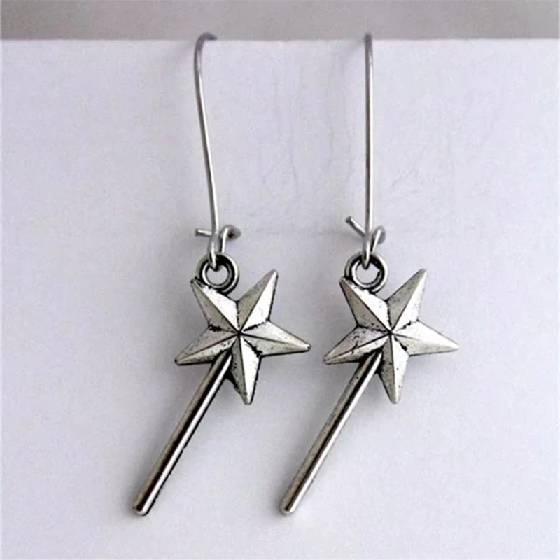 Magic Wand Earring, Girlfriend Gift, Magic Earrings, Star Earrings, Cosplay Earring, Christmas Jewelry, Magical Earring