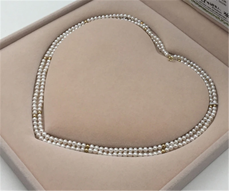 HABITOO 5-6mm Natural White Pearls Strand Necklace With 18k gold beads inside Elegant Jewelry for Ladies Women Daily Party Wear