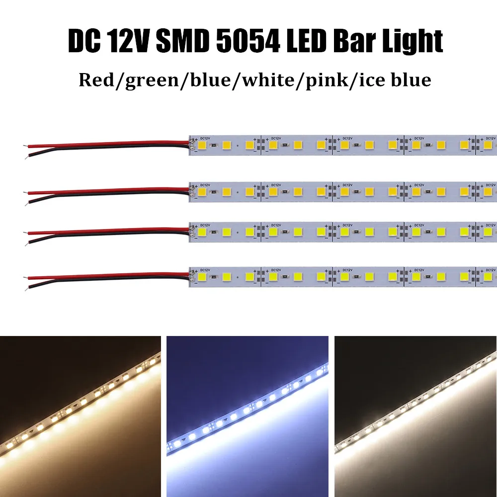 Tira de luz Led rígida para debajo del armario, lámpara de aluminio SMD 5054, 25cm, 50cm, CC de 12V