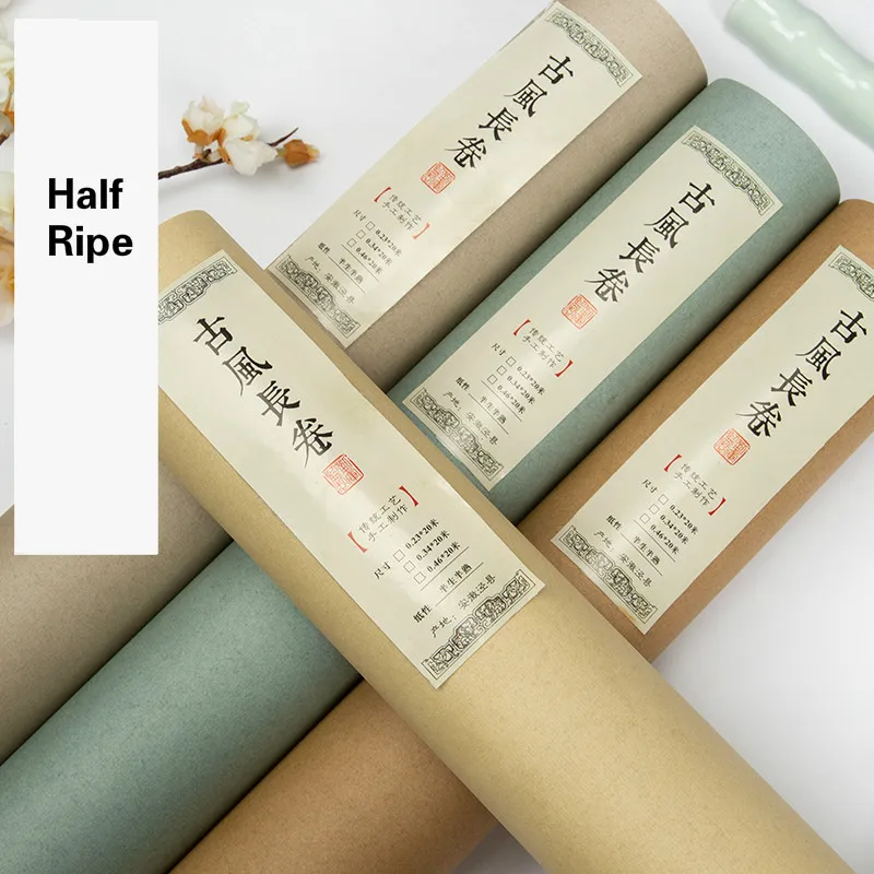 Long Scroll Chinese Style Half Ripe Rice Paper Antique Xuan Paper Small Regular Script Brush Calligraphy Practice Paper