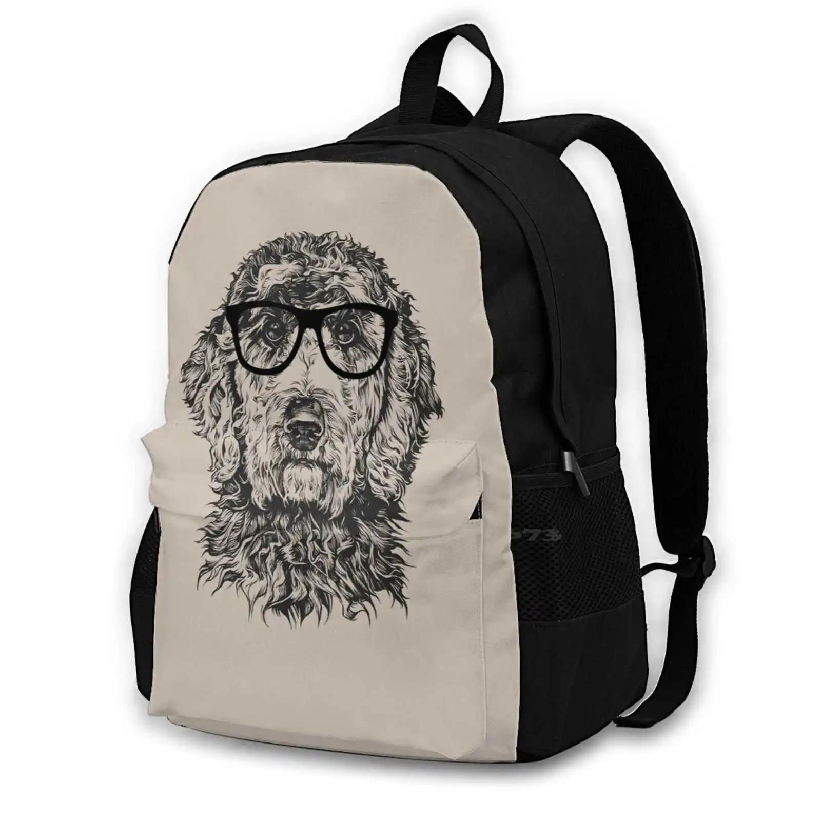 Hipster Doodle Dog Line Drawing Hot Sale Schoolbag Backpack Fashion Bags Black And White Dogs Dog Lover Dog Mom Dog Dad Puppy