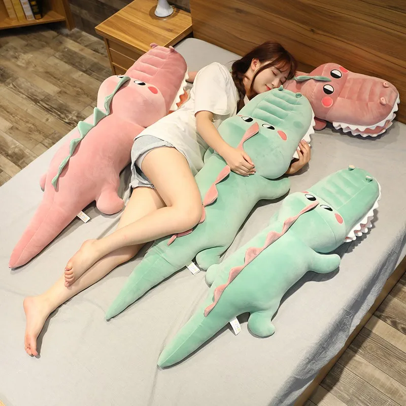 Funny Soft Simulation Crocodile Plush Toy Cartoon Animal Alligator Stuffed Doll Bed Sleeping Pillow Cushion Friend Birthday Gift