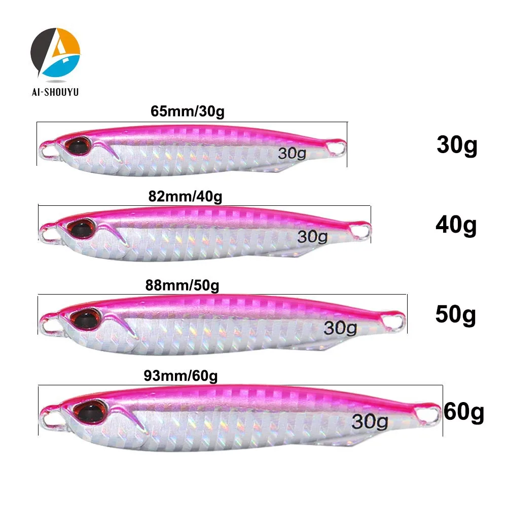 

AI-SHOUYU New Matel Jigging Spoon 30g 40g 50g 60g Jigging Lead Fish Sea Fishing Lure Artificial Bait Tackle Hard Fishing Tackle