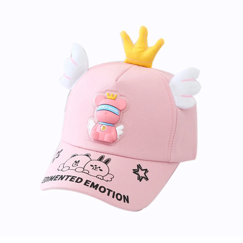 Spring Children Kids Cap Cartoon Crown Bear Baseball Caps Boys Girls Summer Sunshade Hat Baby Casual Dress Collocation Hats