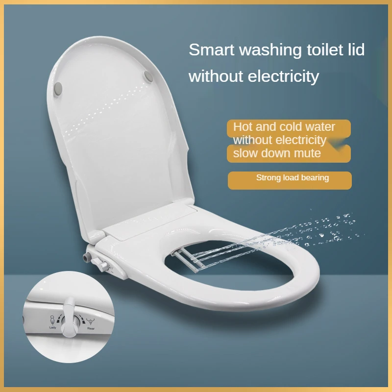 Smart Flush Toilet Cover No Electricity Buttocks Wash Body Cleaner Bidet Slow-Close Seats Cushion Set  Bathroom Accessories