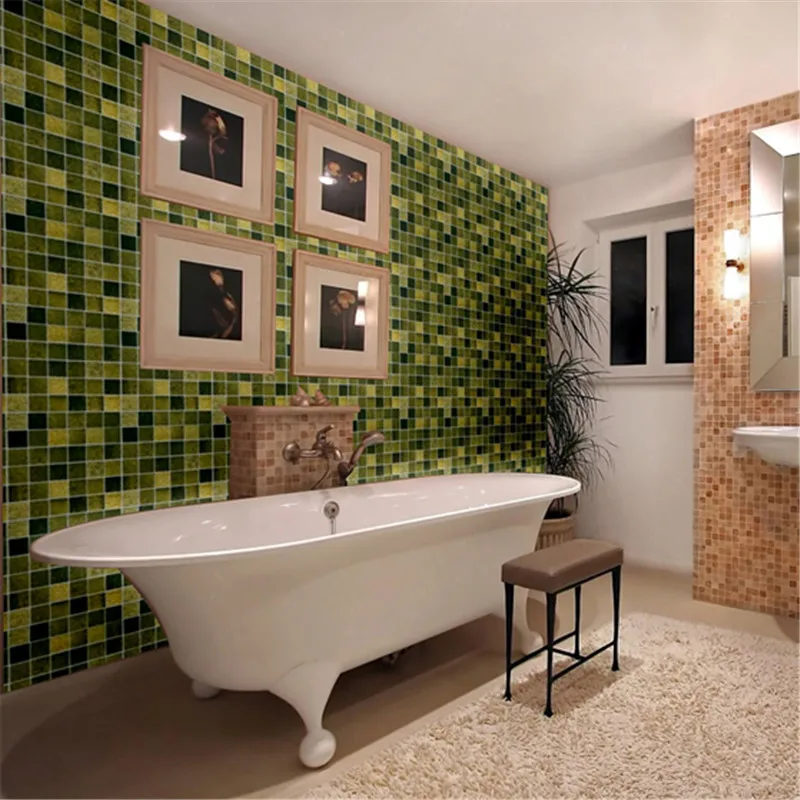 PVC Mosaic Tiles Wallpaper Bathroom Toilet Pool Waterproof Stickers Kitchen Oilproof Wall Stickers DIY Self-adhesive Home Decor