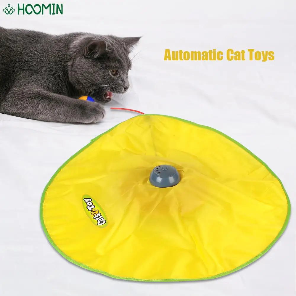 Automatic 4 Speeds Interactive Pet Toy For Cat Kitty Electric Cat Toy Plate Motion Undercover Mouse Fabric Moving Feather