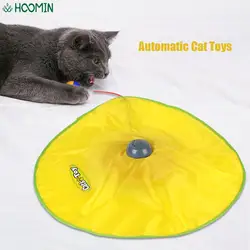 Automatic 4 Speeds Interactive Pet Toy For Cat Kitty Electric Cat Toy Plate Motion Undercover Mouse Fabric Moving Feather