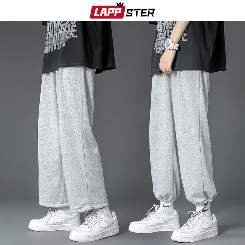 LAPPSTER Men Baggy Wide Leg Harajuku Sweatpants 2023 Mens Straight Japanese Streetwear Pants Man Causal Vintage Cotton Pants 3XL