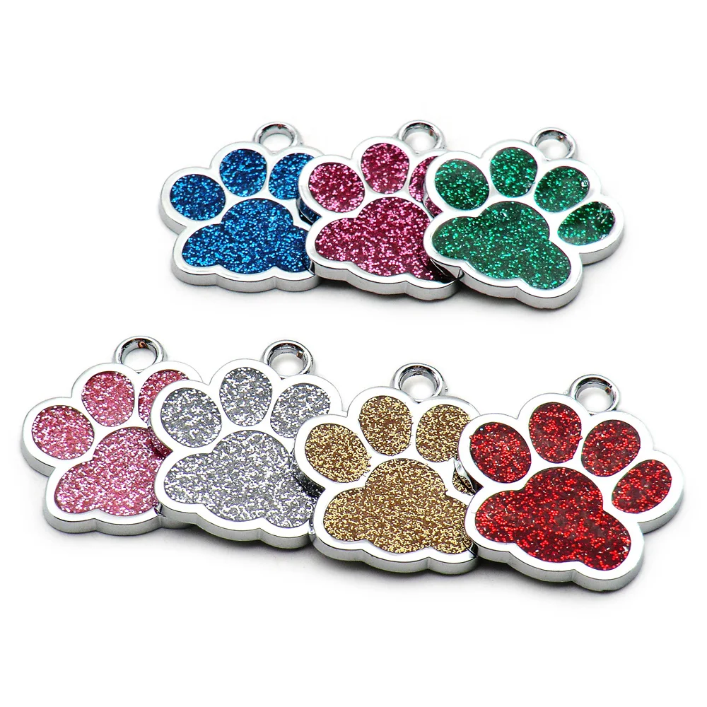 Wholesale 100Pcs Paw Pendant Dog ID Tag Custom Dog Plate Personalized Engraved Puppy ID Collar Tags Paw Pet Accessories For Dogs