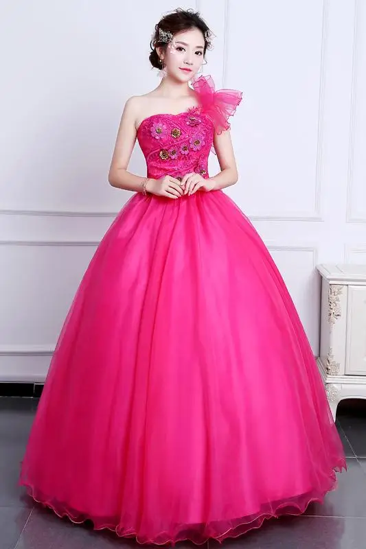 Vestidos de quinceañera de un solo hombro, apliques de rosa roja con cordones en la espalda, Vestidos dulces de 16 años para fiesta de graduación, vestido de baile Vintage