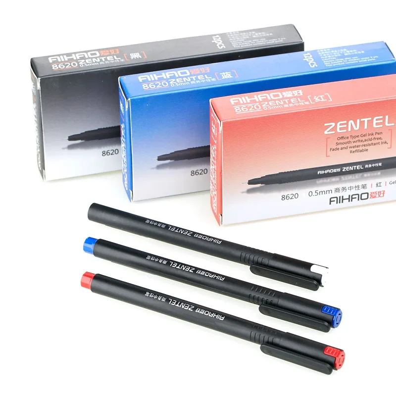 Bolígrafos de Gel de 12 piezas de 0,5mm, bolis de tinta azul/negro/rojo, bolígrafo para escuela, oficina, estudiantes, escritura, dibujo, papelería