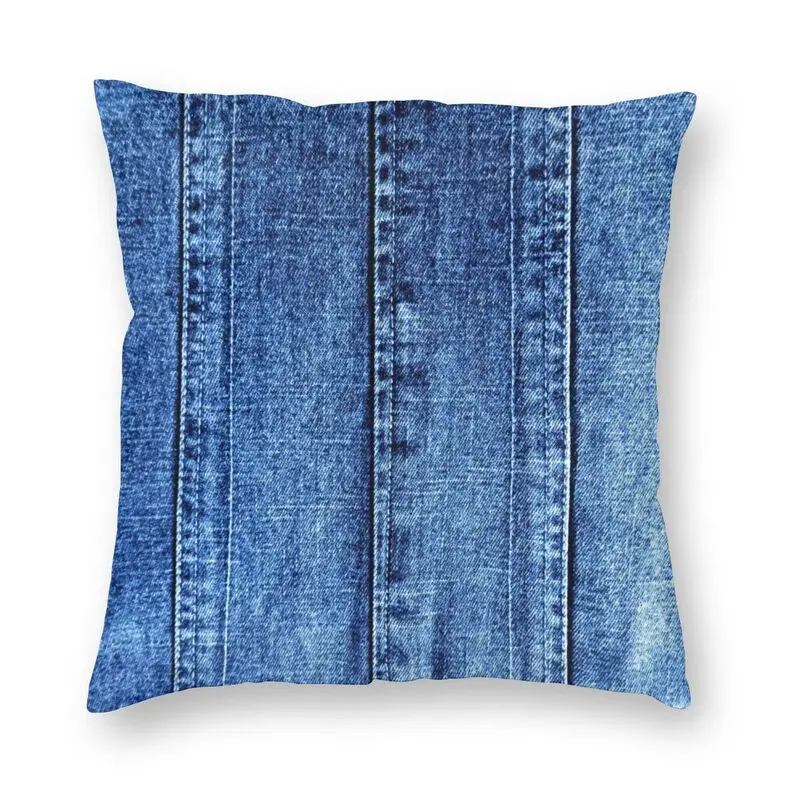 

Cool Blue Jeans Texture Square Throw Pillow Cover Decoration 3D Double-sided Printed Denim Cushion Cover for Living Room