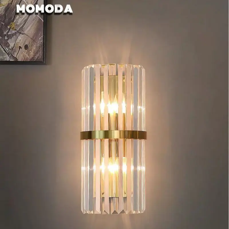 Luxury LED Wall Lamps Postmodern Metal Crystal Gold Wall Sconce Bedroom Living Room Corridor Indoor Lighting Fixture Lustre