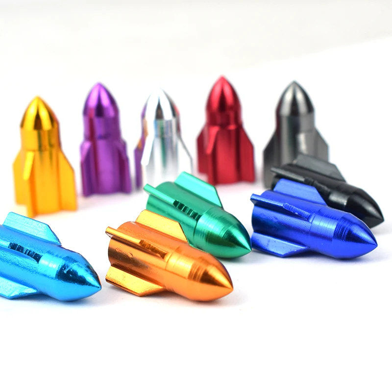 4pcs/8pcs Cycling Bicycle Gas Nozzle Cap CNC Aluminum Car Schrader Valve Cap Rocket Modeling Gas Nozzle Valve Dust Cap Cover