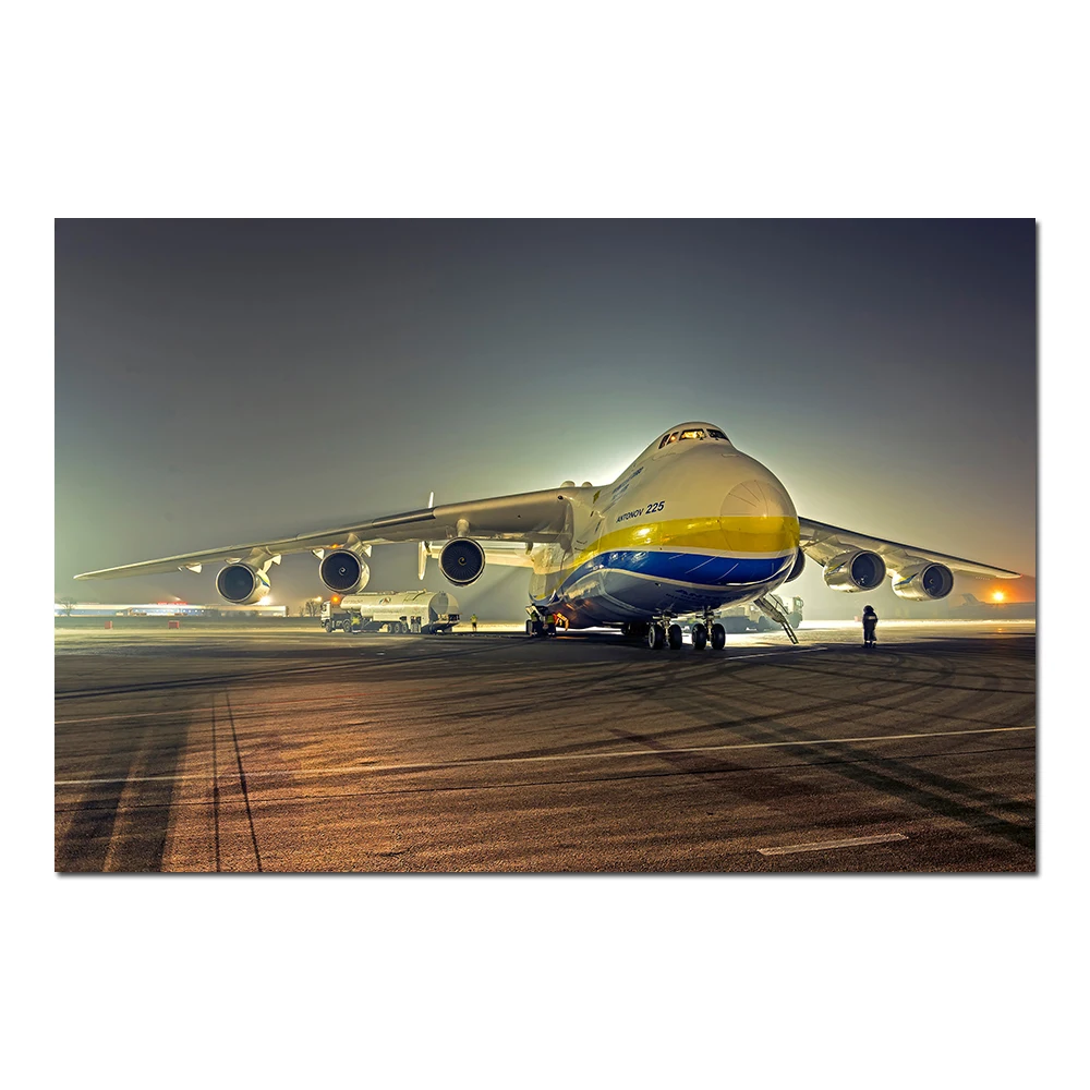 Avión de transporte de avión An 225 Mriya, póster, arte de pared, tela, tela impresa, pintura para habitación, decoración del hogar sin marco