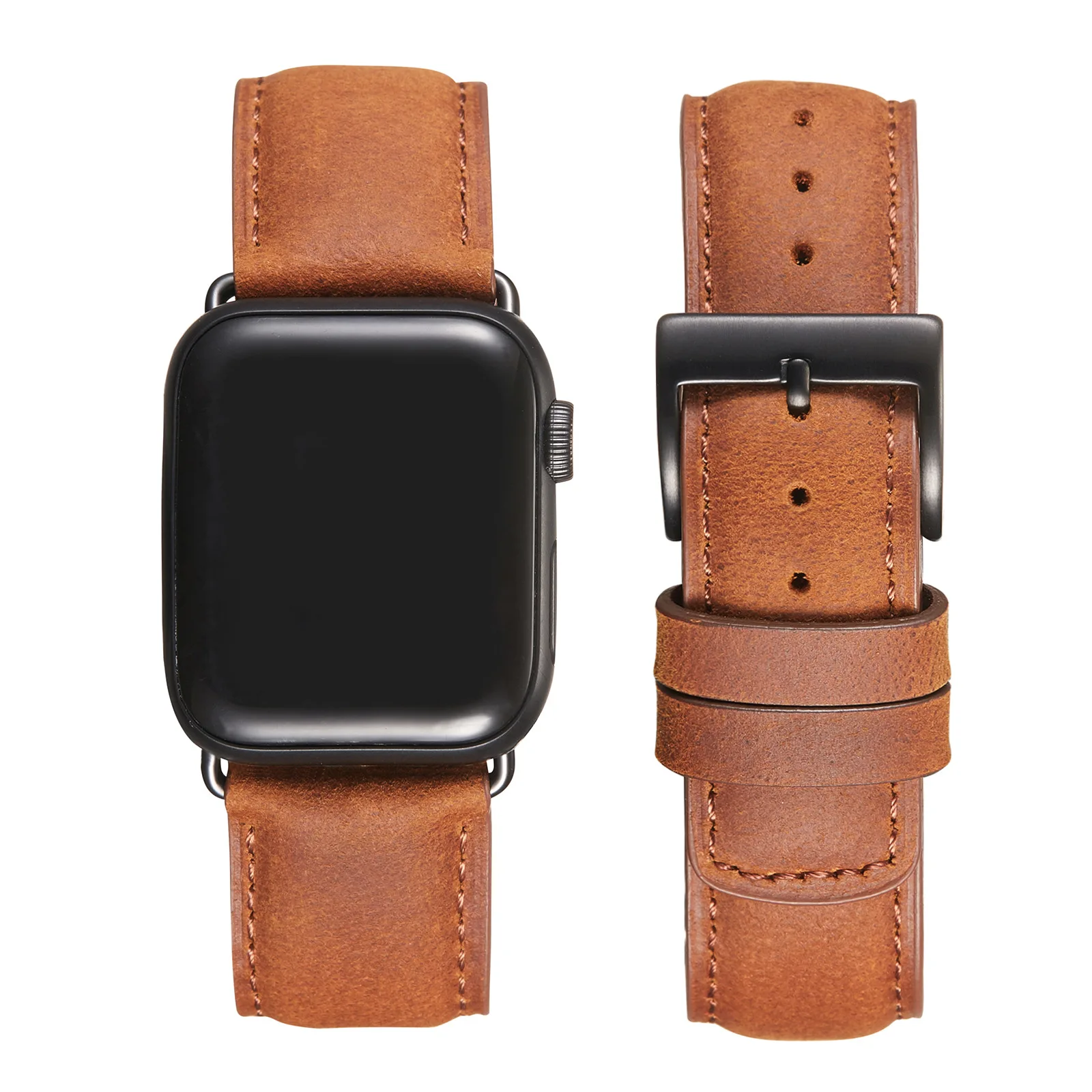 De cuero de Caballo Loco Correa Compatible con Apple reloj 44mm 42mm 40mm 38mm banda de la venda de reloj para iWatch serie/7/6/SE/5/3 pulsera