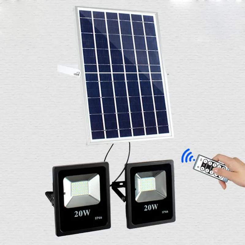 

8PCS 10W 20W Double solar powered Flood Lamp solar working lamp garden LED floodlight sensor remote control led spotlight