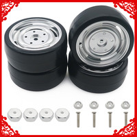 4pcs/set 63mm alloy wheel rim plastic tire for rc hobby model car 1-10 WPL D12 drift truck upgraded parts