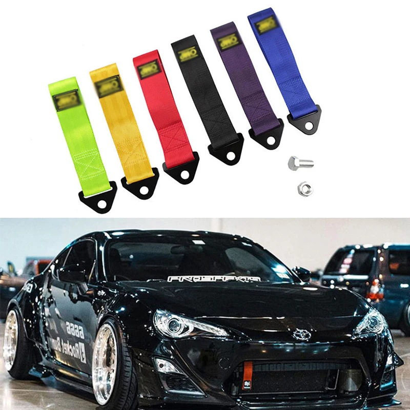 Drift Rally Car Towing Tow Strap Belt Hook High Strength Tow Strap Emergency Tool for Front Or Rear Bumper Towing Hooks