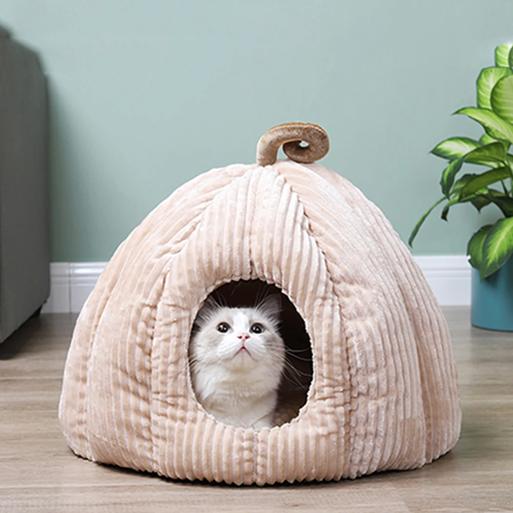 SHUANGMAO Pet Cat Cave Bed Indoor Kitten House Warming for Cat's Dogs Nest Collapsible Cute Puppy Mats Sleeping Winter Products