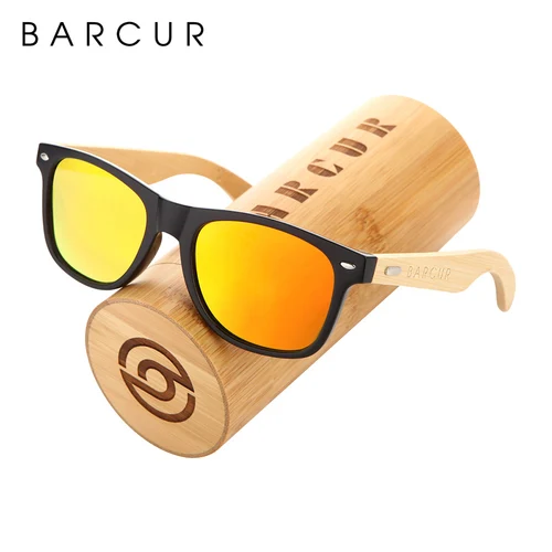 Gafas polarizadas BARCUR de bambú para hombre gafas de sol de madera para mujer gafas de sol de moda de diseñador de marca