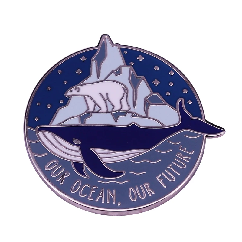 Our Ocean Our Future Badge Earth Day Gifts Climate Change Pin Environmental Activist Chic Addition