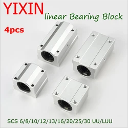 4pcs Linear Bearings SCS8UU SC6/12/13/16/20/25/30 SCS10LUU Linear Motion Slide Ball Bearing Unit CNC Router 3D Printer Parts