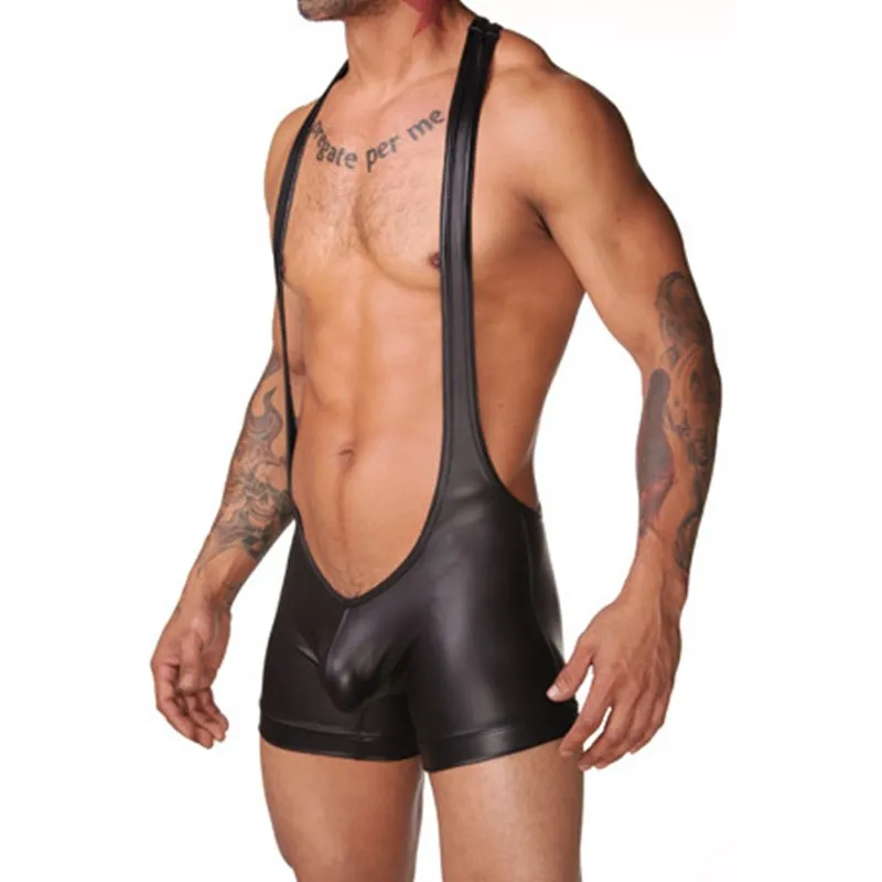 Male Latex Underwear Erotic Sissy Pants Patent Leather Fetish Men Tight Jumpsuits Pants BDSM Gay Porno Lingerie for Polo Dance