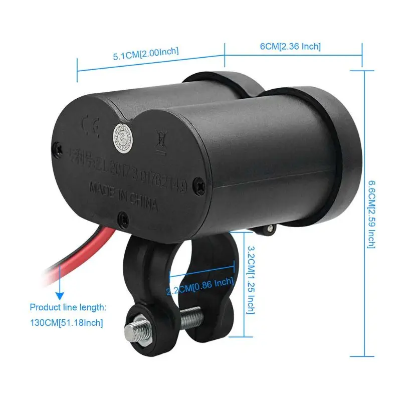 Cargador USB para manillar de motocicleta, enchufe de mechero de 12V, impermeable, con interruptor para teléfonos móviles, tabletas y GPS