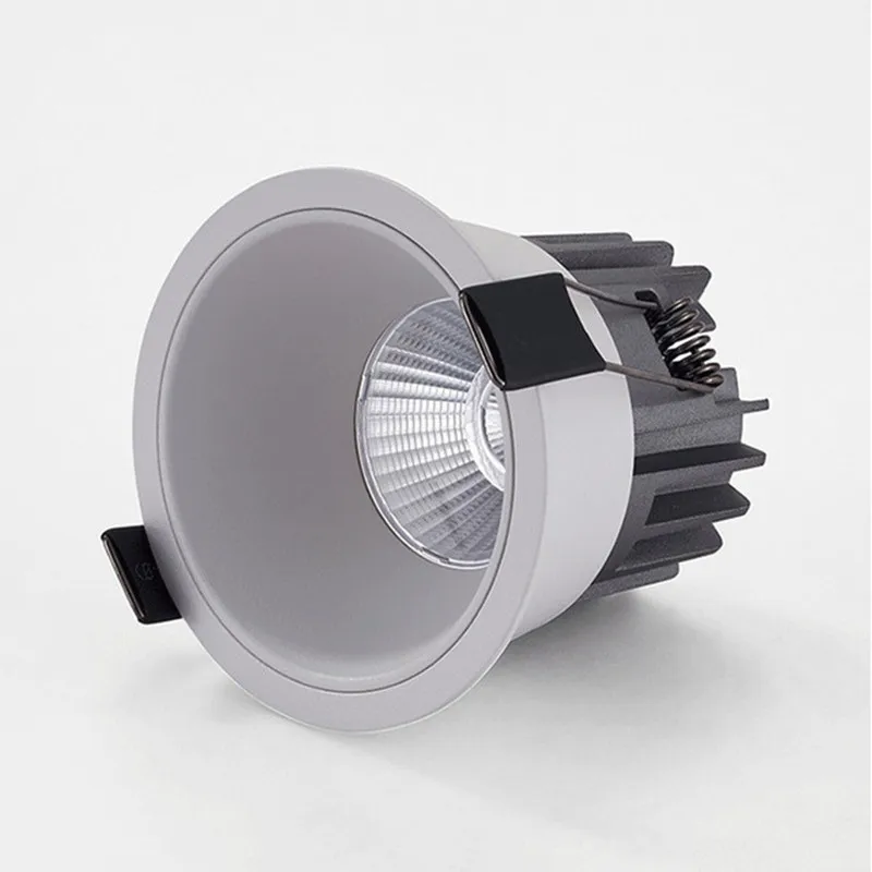 Okrągła, z możliwością ściemniania, wbudowana antyodblaskowa LED typu Downlight 7W 9W 12W 15W 18W lampa sufitowa LED AC110V 220V podświetlenie