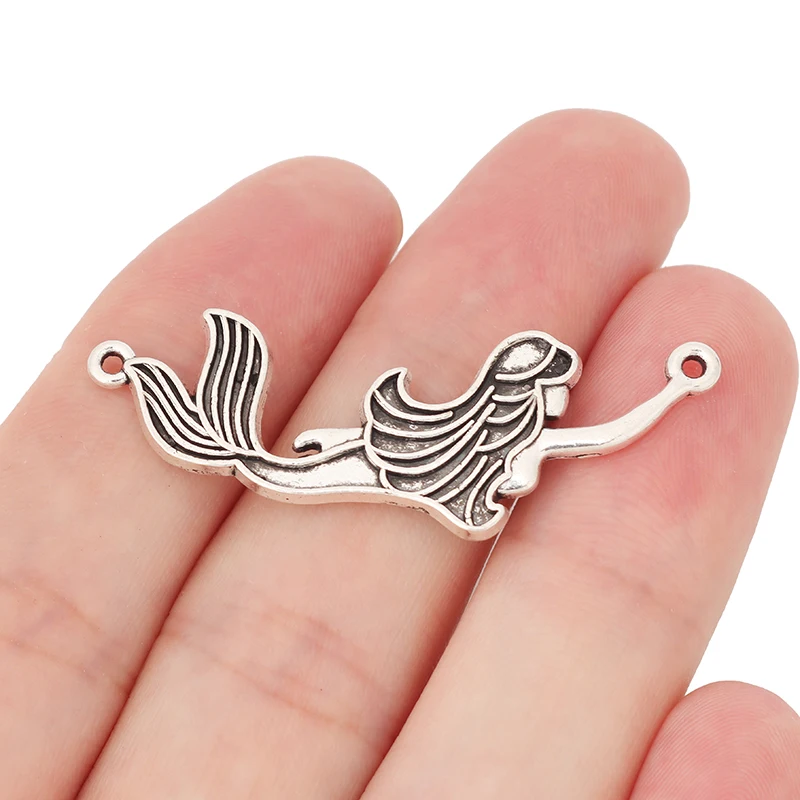 

10 x Tibetan Silver Metal Swim Mermaid Connector Charms Pendants for DIY Jewelry Making Findings Accessories 46x15mm