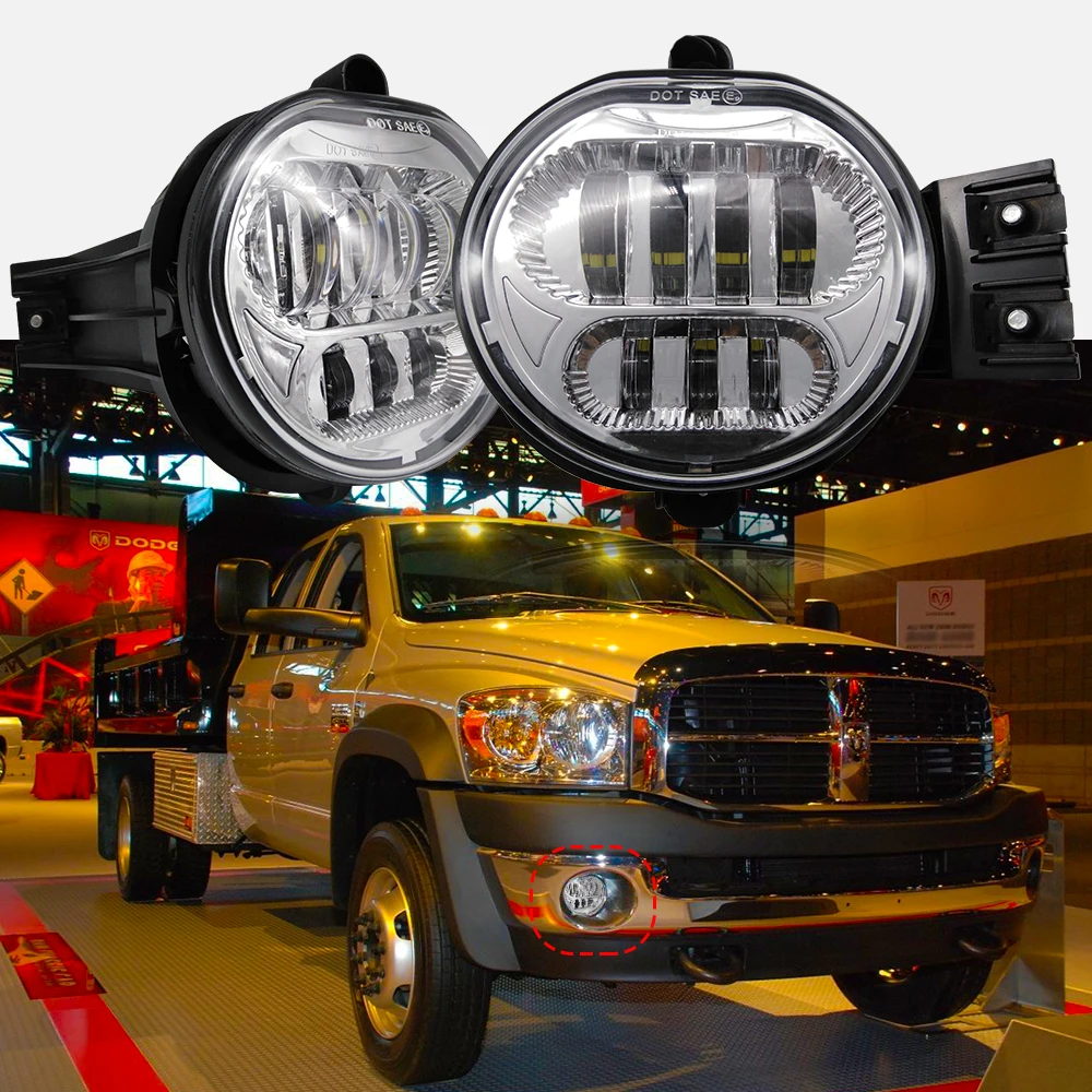 

1pair Black/Chrome 63W Led Fog Light For Dodge Ram 1500 2002-2008 For Dodge Ram 2500/3500 2003-2009 Fog Lamp Pasing Lights