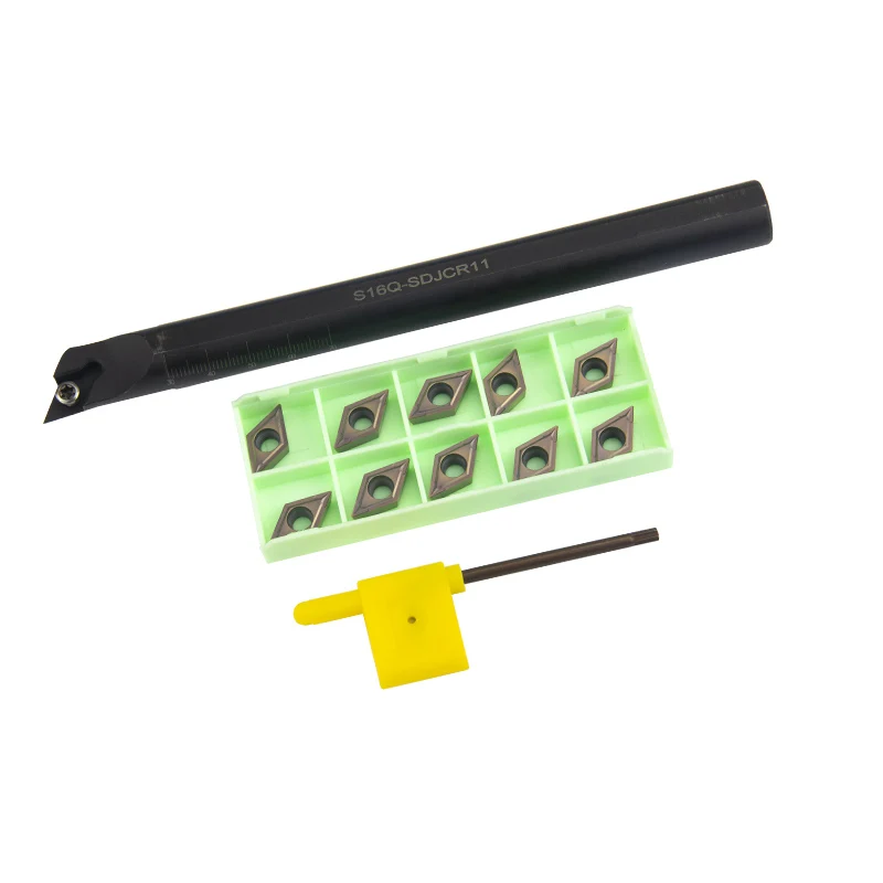 Porte-outil de tournage interne, 1 pièce, S12M-SDJCR07 S16Q-SDJCR11 S32T-SDJCR11, Inserts en carbure DCMT07/11, ensemble d'outils de coupe pour barre de tour usinage metal outil de coupe