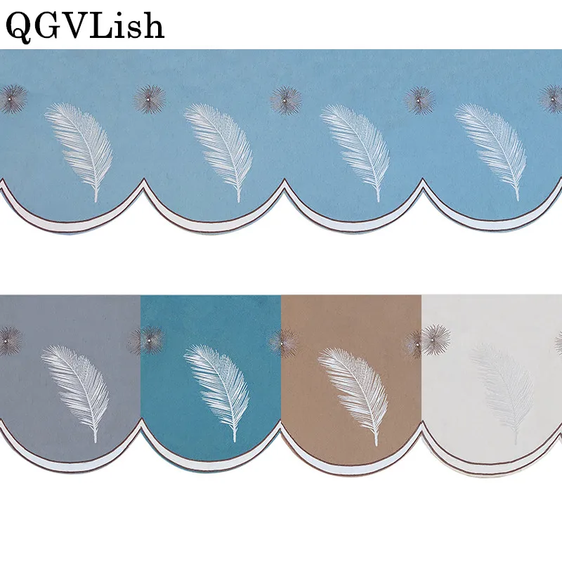 

QGVLish 48cm Wide Linen Feather Decor Curtain Fabrics Lace Trim Ribbon DIY Valance Stage Living Room Decor Curtain Accessories