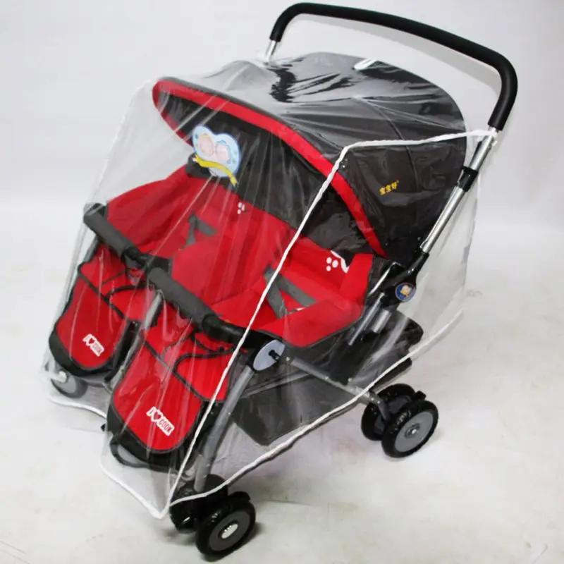 Baby Pushchairs Rain Cover for Twins Clear Stroller Wind Dust Shield