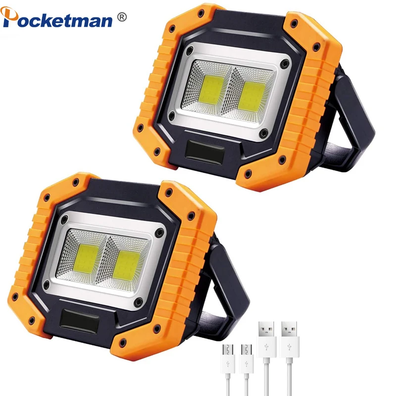 Foco Led portátil COB de 100W, luz de trabajo superbrillante, luces de inundación recargables para exteriores, lámpara de emergencia 18650