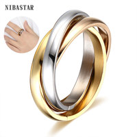 Classic 3 Rounds Ring Sets Women Stainless Steel Wedding Engagement Female Finger Jewelry