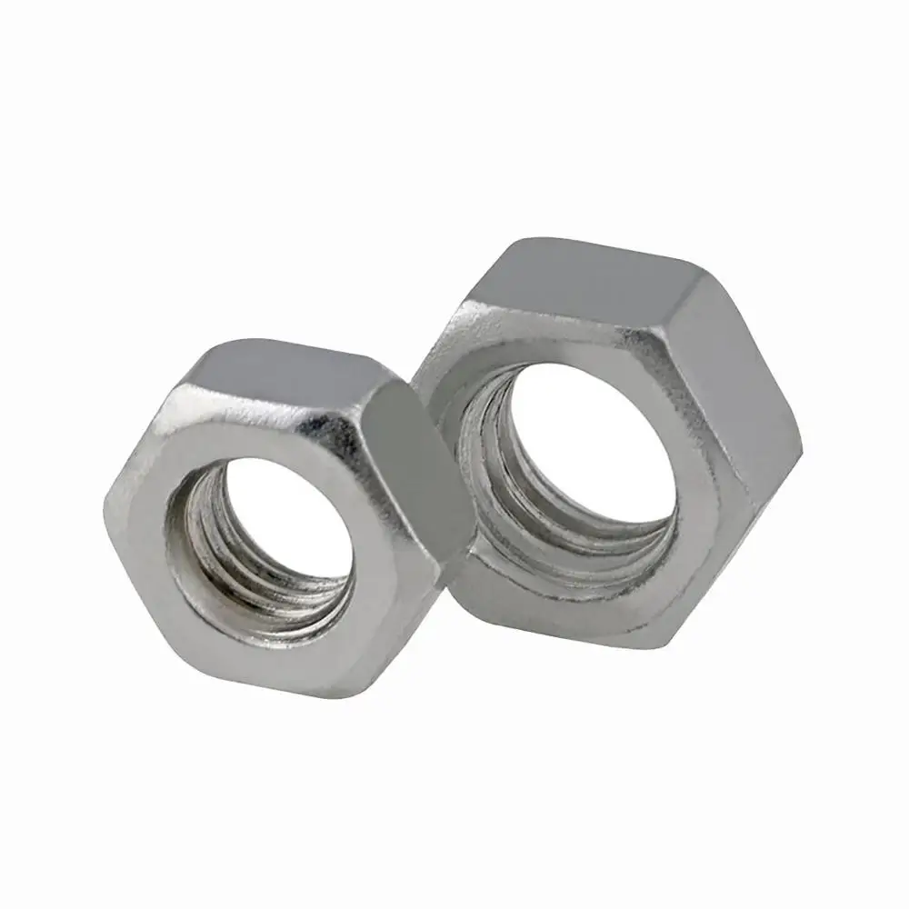 Tuercas hexagonales métricas M2, M2.5, M3, M3.5, M4, M5, M6, M8, M10, acero al carbono Chapado en Zinc blanco