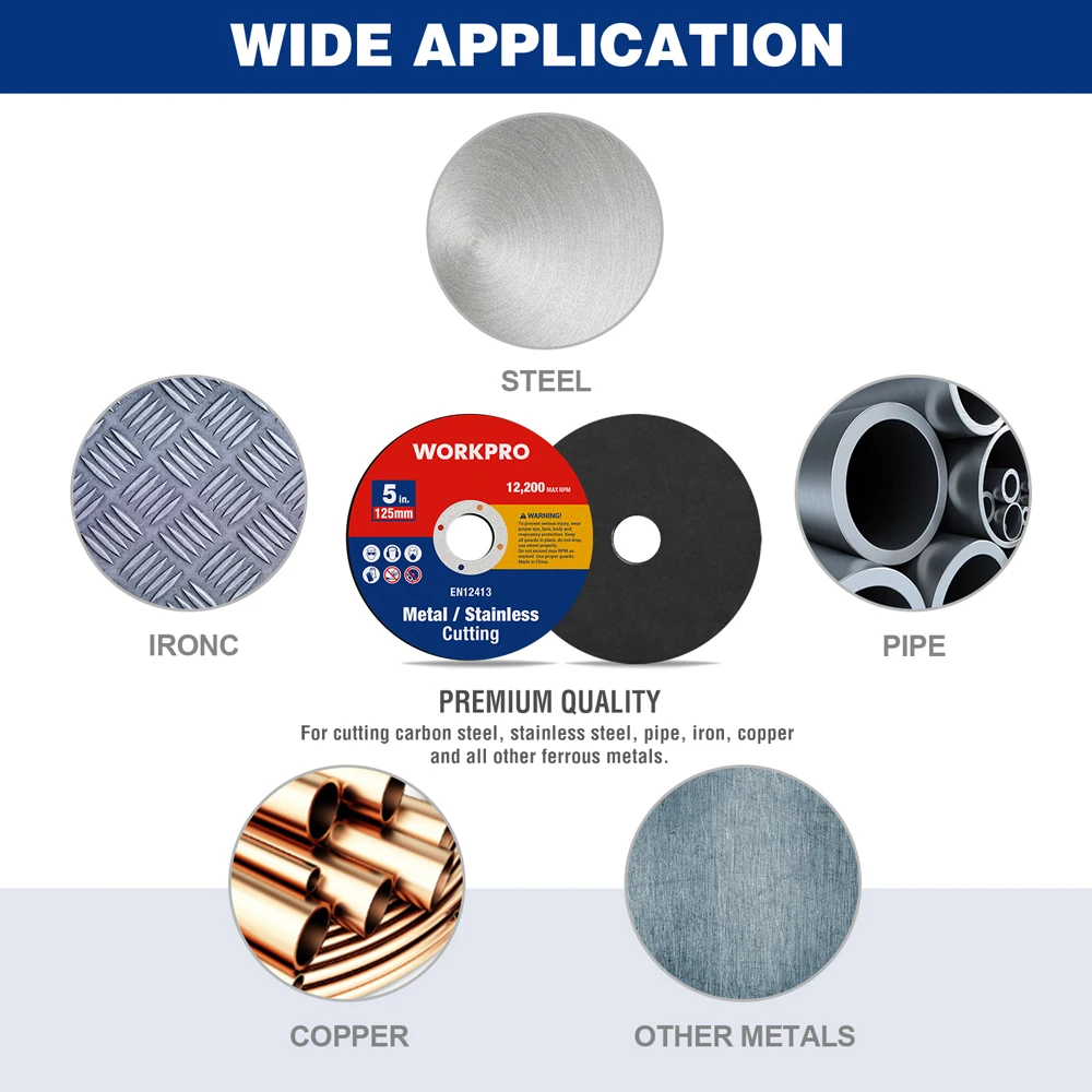 WORKPRO 25-pack Cut-Off Wheels 5 inch Metal&Stainless Steel Cutting Wheel, Thin Metal Cutting Disc for Angle Grinder