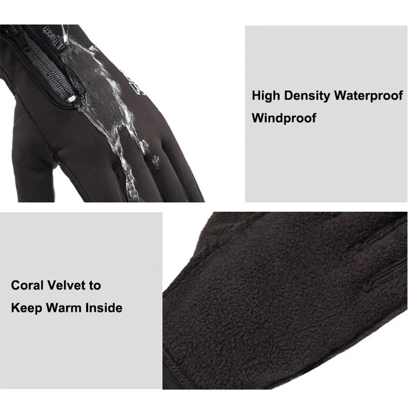 Winter Cold-proof Unisex Waterproof Winter Gloves Cycling Fluff Warm Gloves For Silicone Touchscreen Windproof Non-slip Gloves