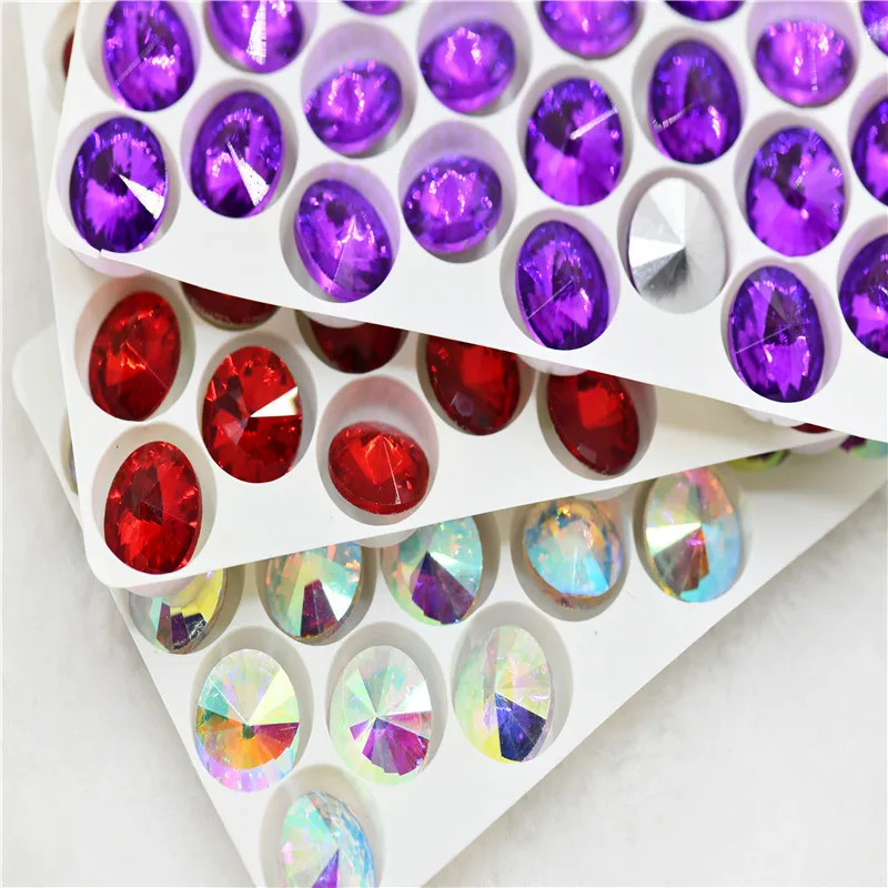 rivoli Rhinestones Glass Crystal pointback Jewelry Making Needlework beads 6mm 8mm 10mm 12mm 18mm