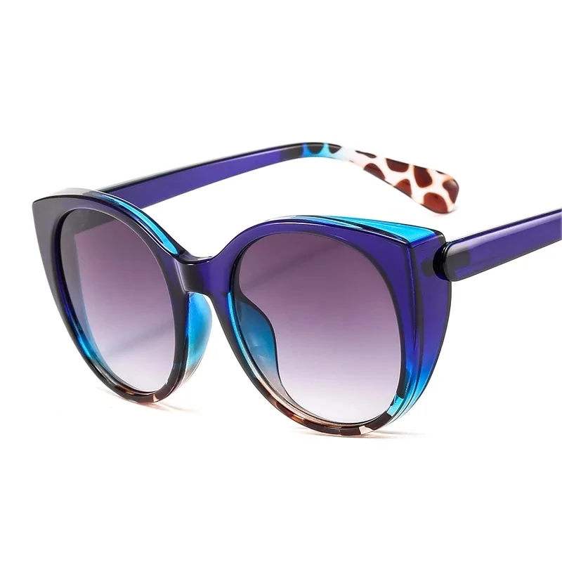 Luxury Cat Eye Sunglasses Women 2024 Oversized Gradient Glasses Retro Blue Leopard Shades lunette de soleil femme