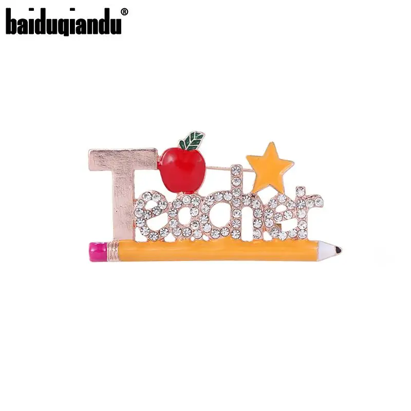 baiduqiandu New Arrival Enameled Teacher Alloy Brooches for Dress Coat Accessories Cute Jewelry