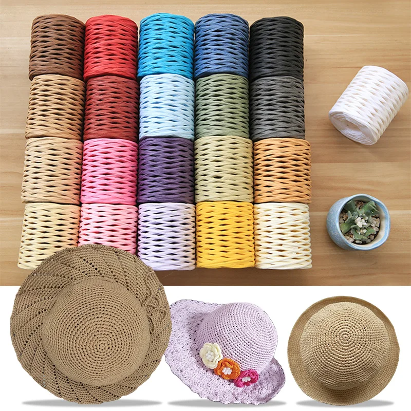 

200m/Roll Raffia Straw Paper Yarn Raffia Straw Yarn Hand-knitted Crocheting For Diy Handmade Summer Straw Sunhat Beach Bag