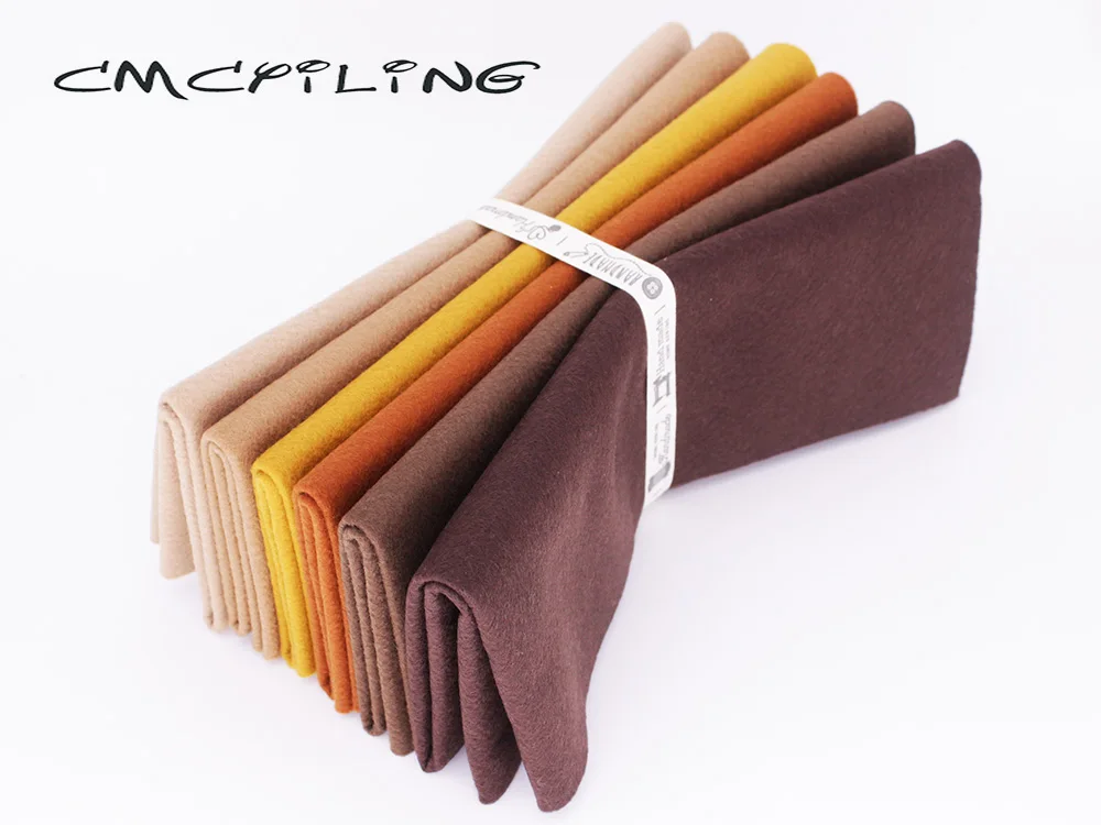 CMCYILING Brauner weicher Filzstoff für Handarbeiten, DIY, Nähen, Puppen, Basteln/Patchwork, Vliesstoff/Polyesterstoff, 25 cm x 28 cm, 6 Teile/los – Detail 3