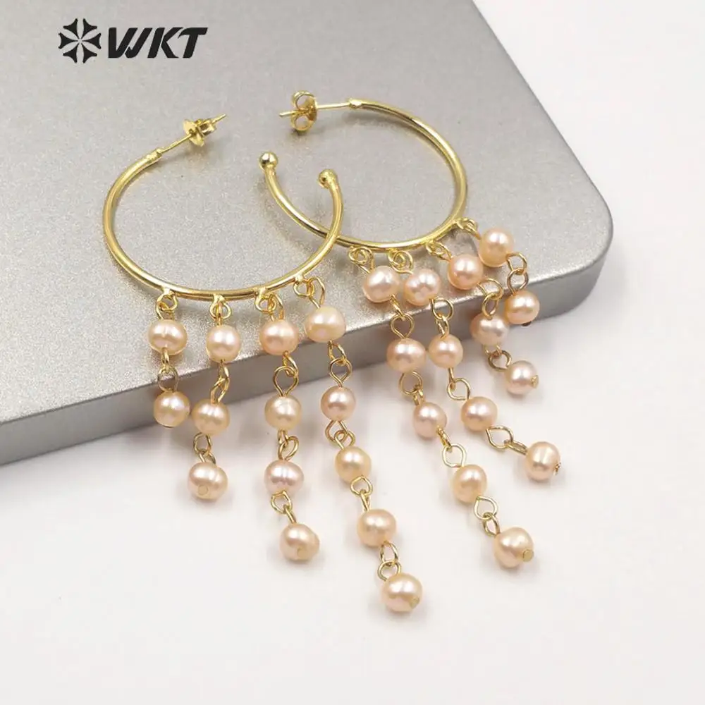 MPE039  Handmade Fashion Lady Boho Earrings Jewelry Wholesale Elegant Drop Earrings Pearl Beads Long Dangling Earrings