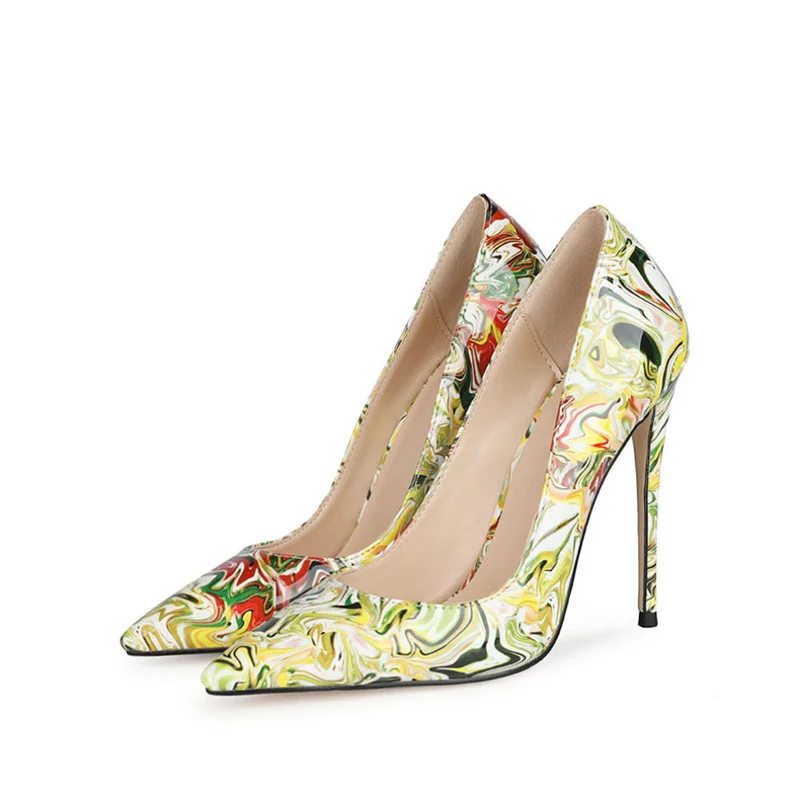 

Bohemian Summer Womens Pumps Heels New Women'S Shoes Elegant Colorful Patent Leather Green Shoes For Women Handmade 6.5Cm-12Cm